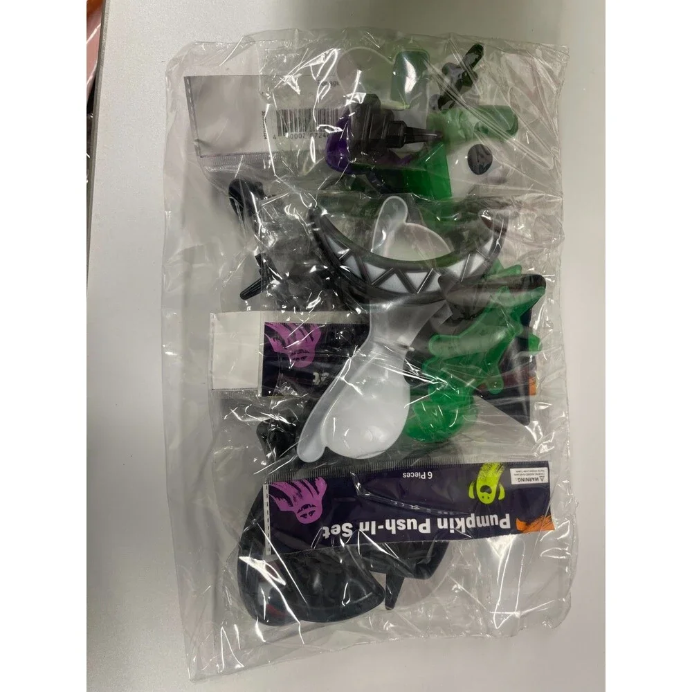 Pumpkin Decorating Kit 4 Designs Includes Frankenstein, Bat, Witch, & Pink Bow S